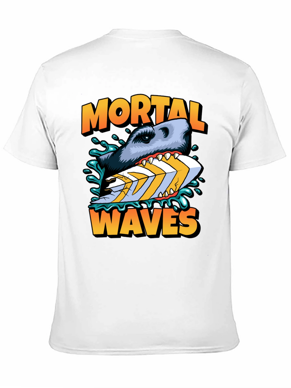 Mortal Waves Shark Surfboard Graphic Tee