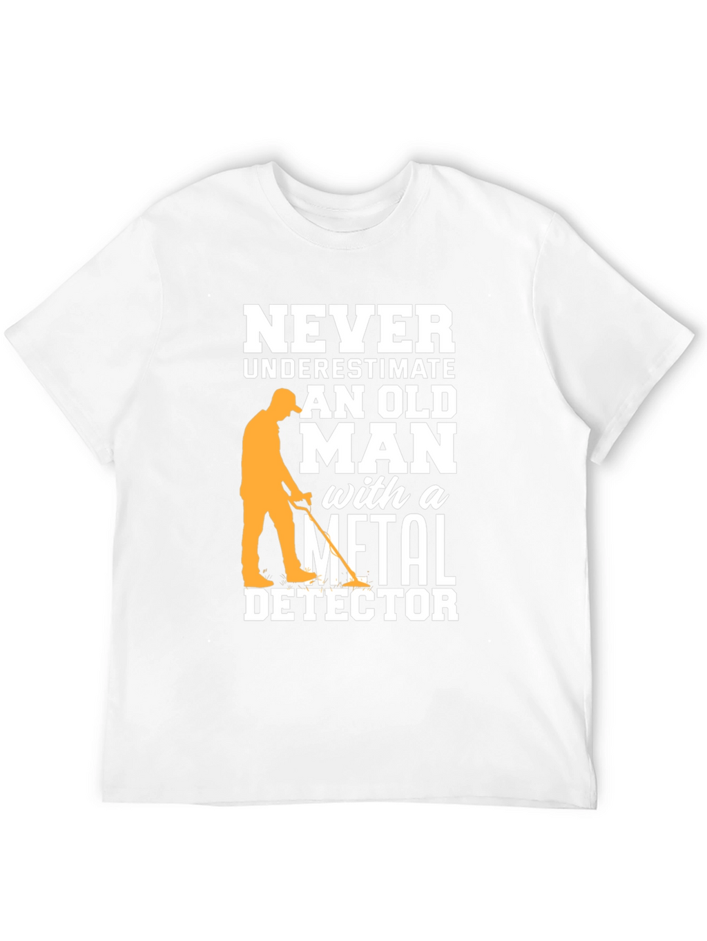 Funny Metal Detector Old Man Black T-Shirt