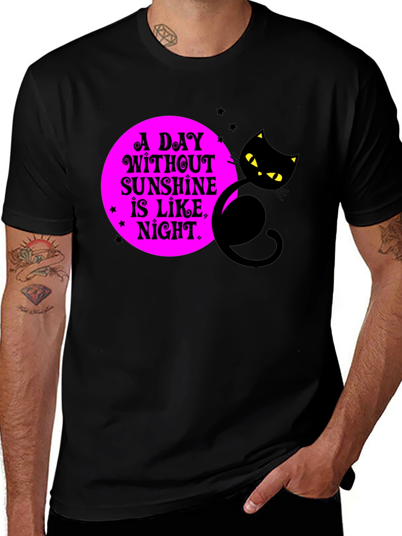 A Day Without Sunshine Black Cat Graphic Tee