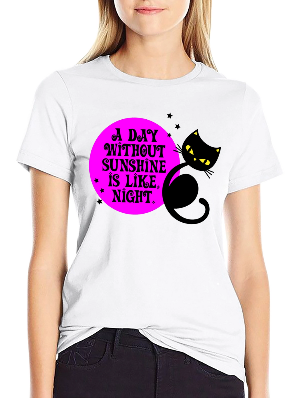 A Day Without Sunshine Black Cat Graphic Tee