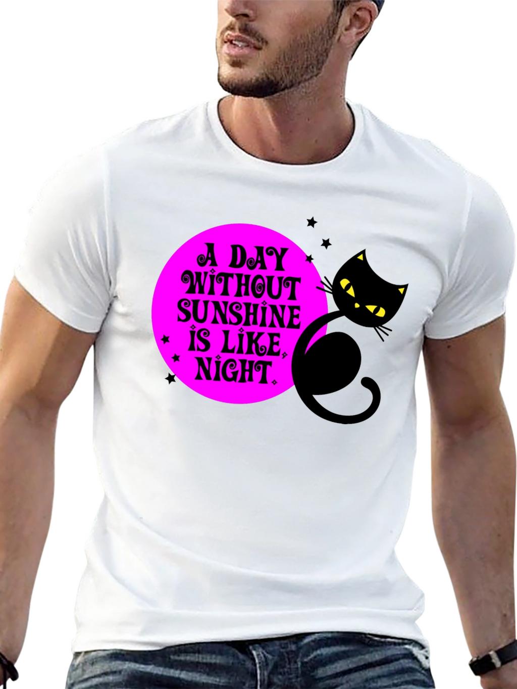 A Day Without Sunshine Black Cat Graphic Tee