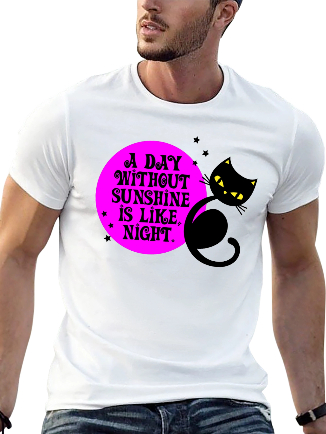 A Day Without Sunshine Black Cat Graphic Tee