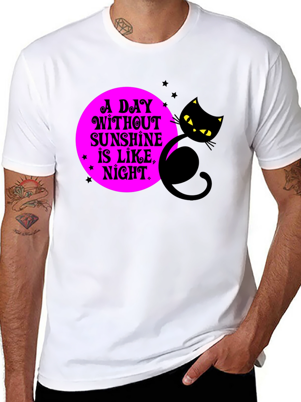 A Day Without Sunshine Black Cat Graphic Tee
