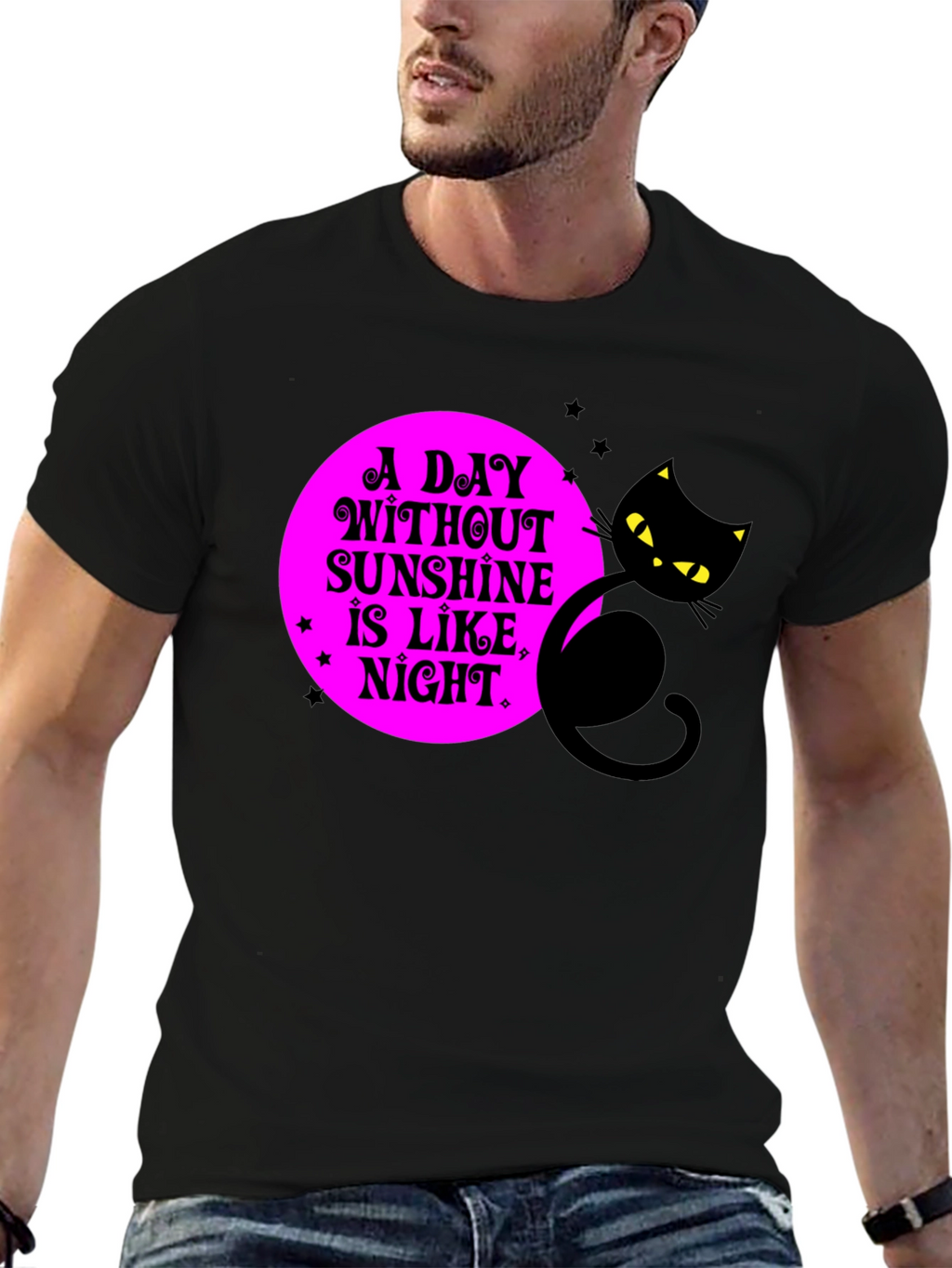 A Day Without Sunshine Black Cat Graphic Tee