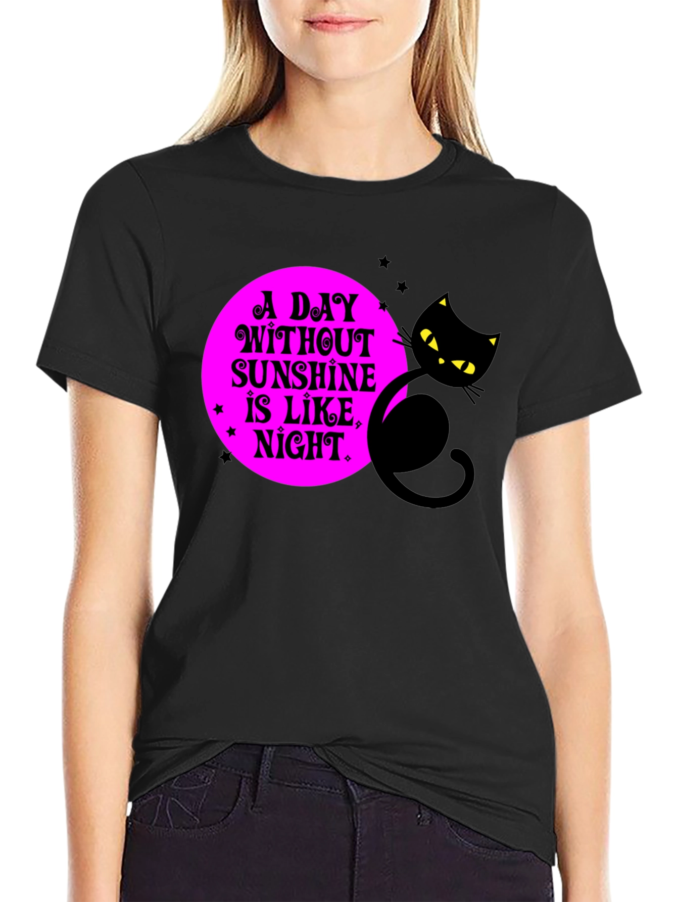 A Day Without Sunshine Black Cat Graphic Tee
