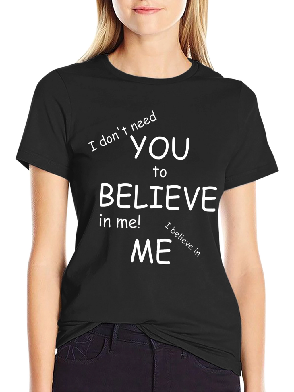 Believe in Me Black Graphic Tee