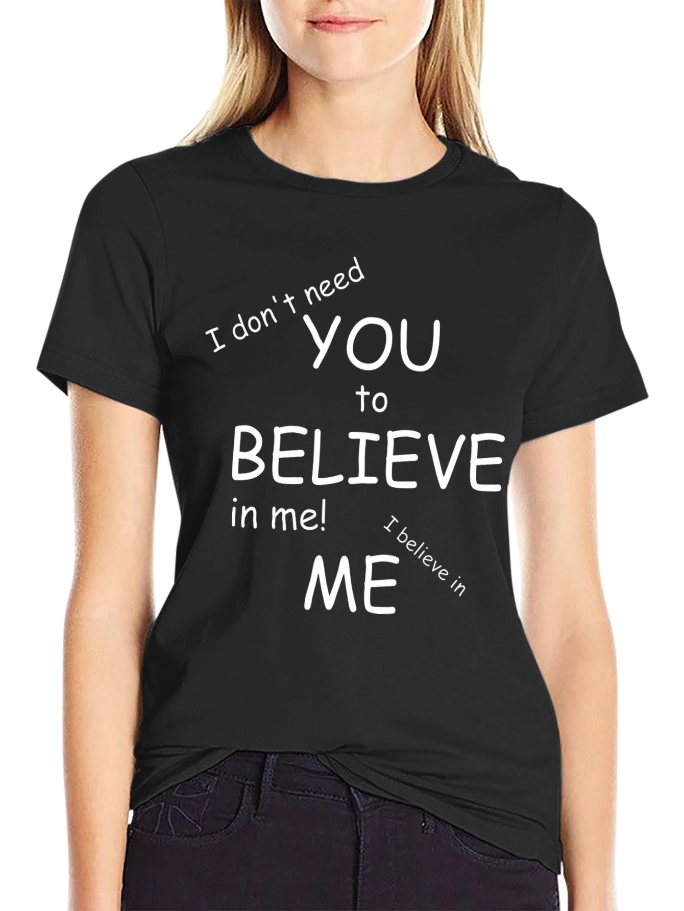 Believe in Me Black Graphic Tee