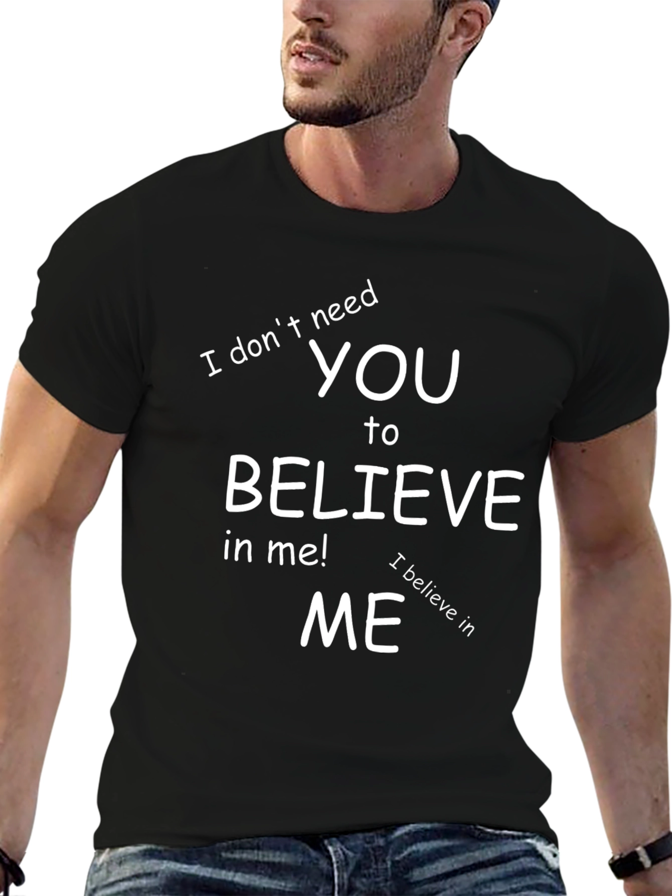 Believe in Me Black Graphic Tee