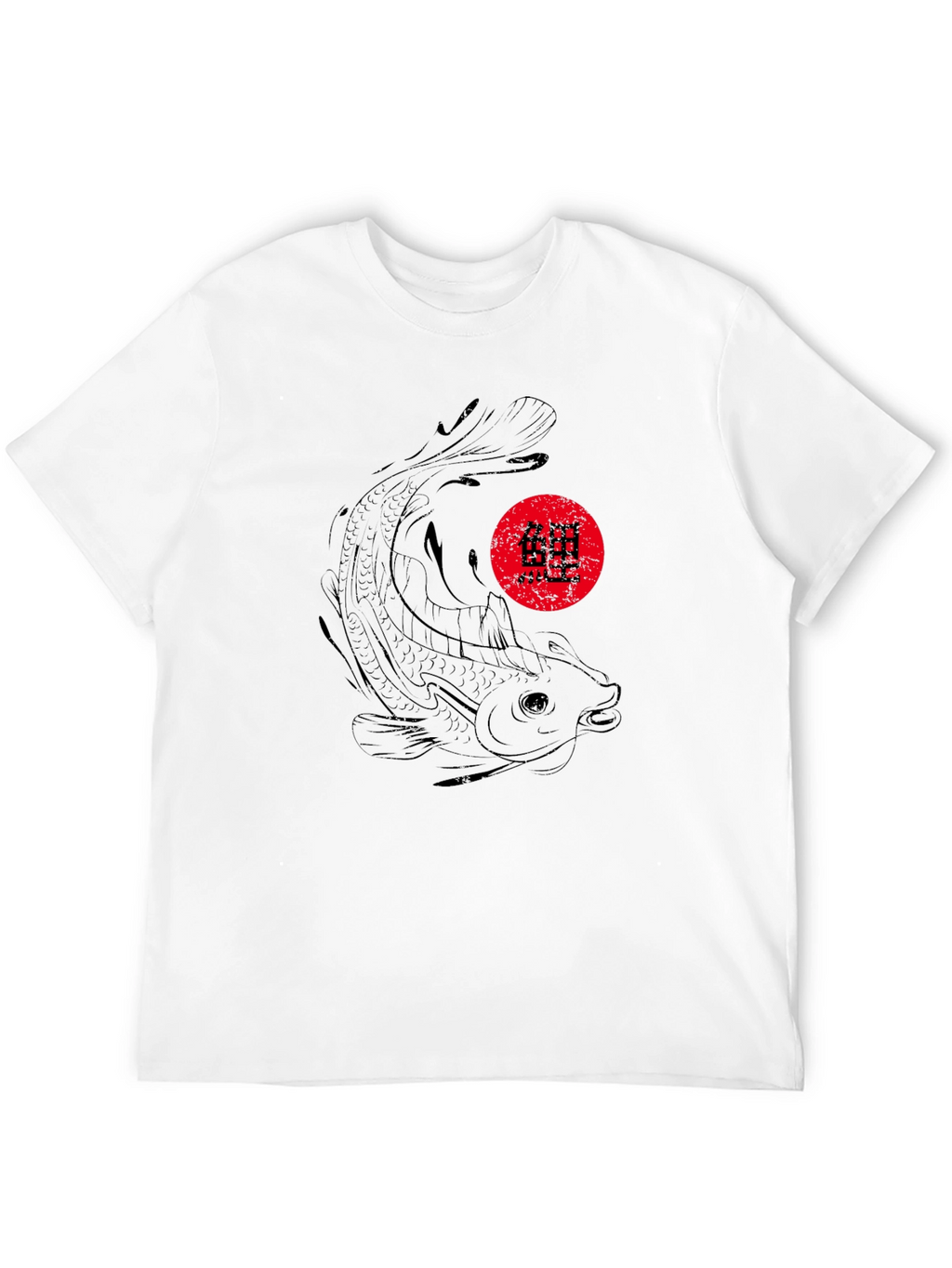 Koi Fish Graphic Black T-Shirt - Japanese Style