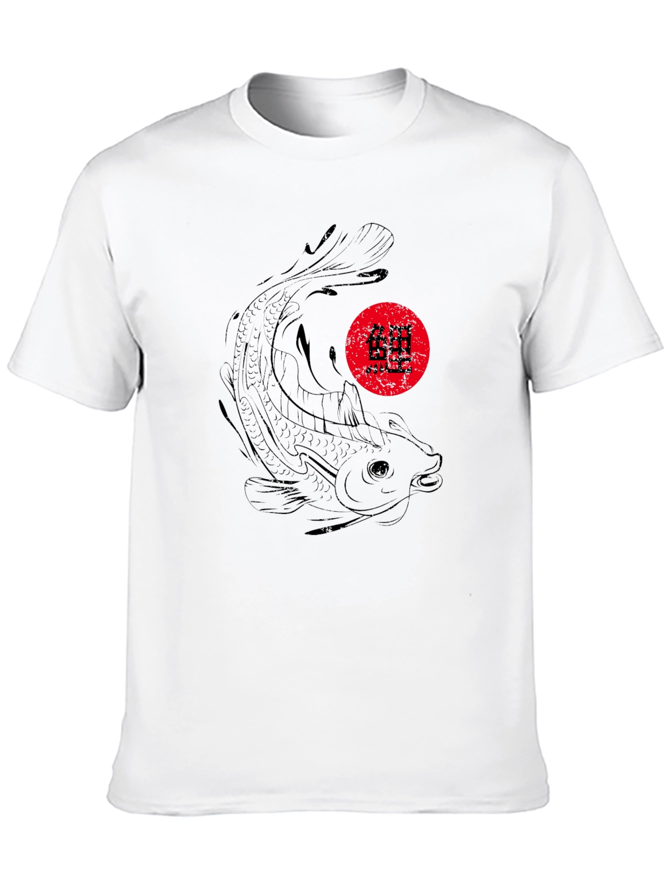 Koi Fish Graphic Black T-Shirt - Japanese Style