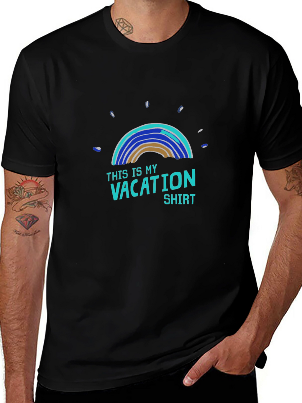 Vacation Shirt - Mens Black Cotton Graphic Tee