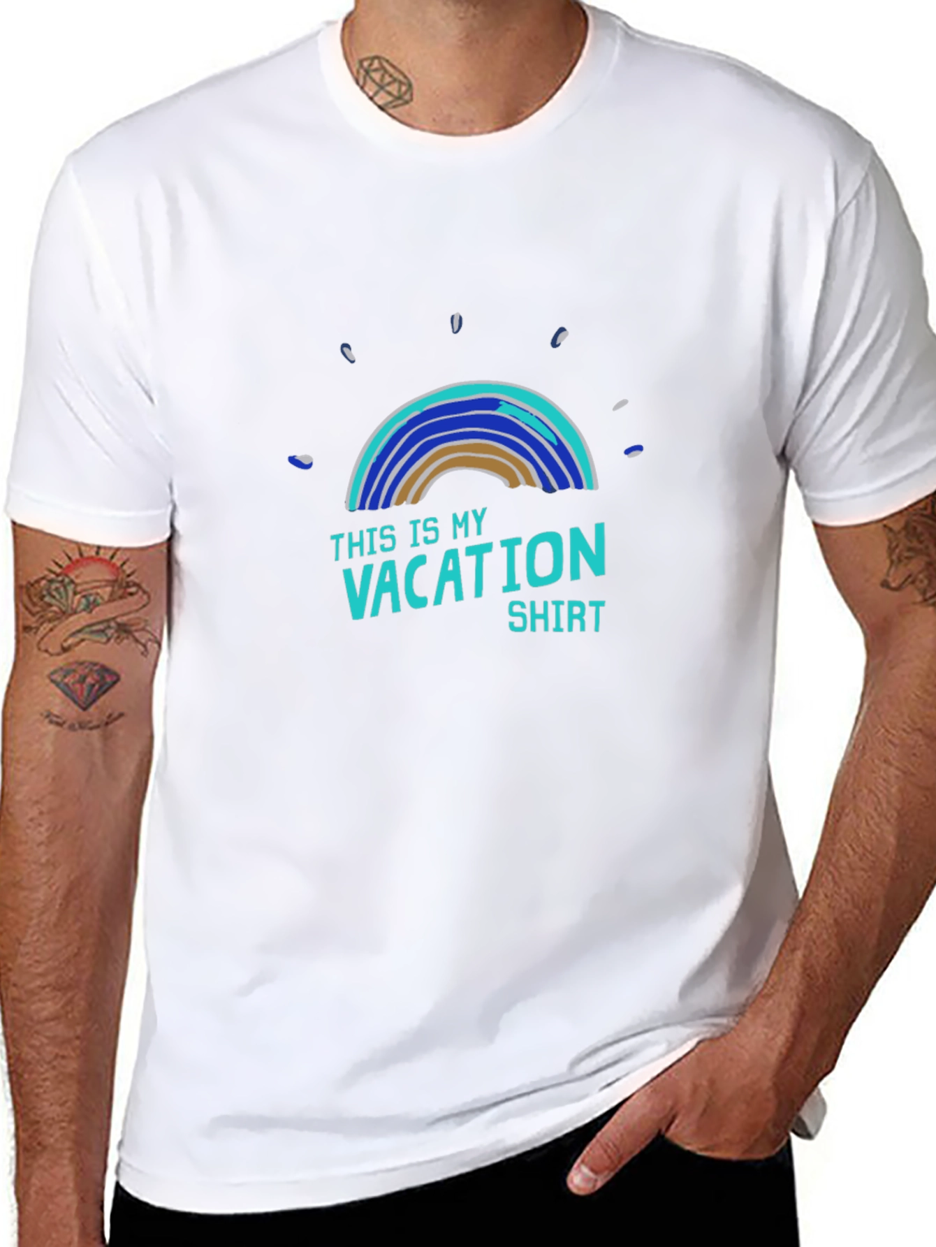 Vacation Shirt - Mens Black Cotton Graphic Tee