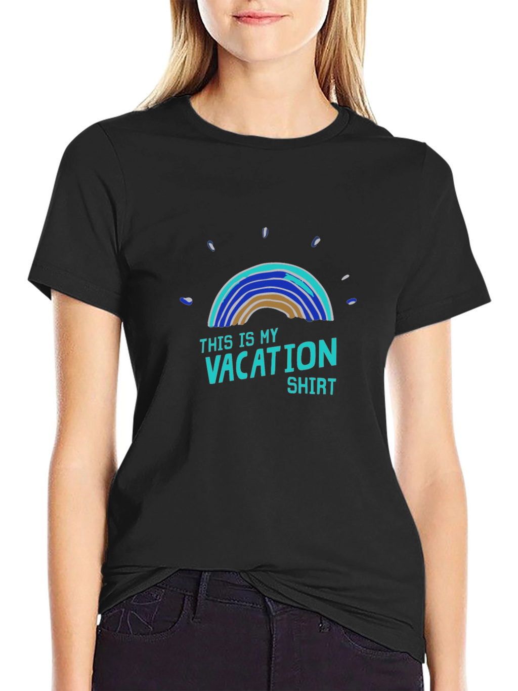 Vacation Shirt - Mens Black Cotton Graphic Tee
