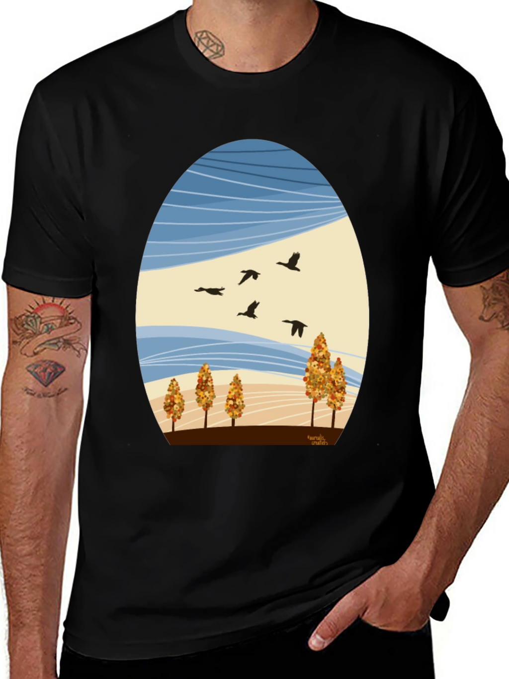 Autumn Landscape Graphic Tee - Nature Inspired Design