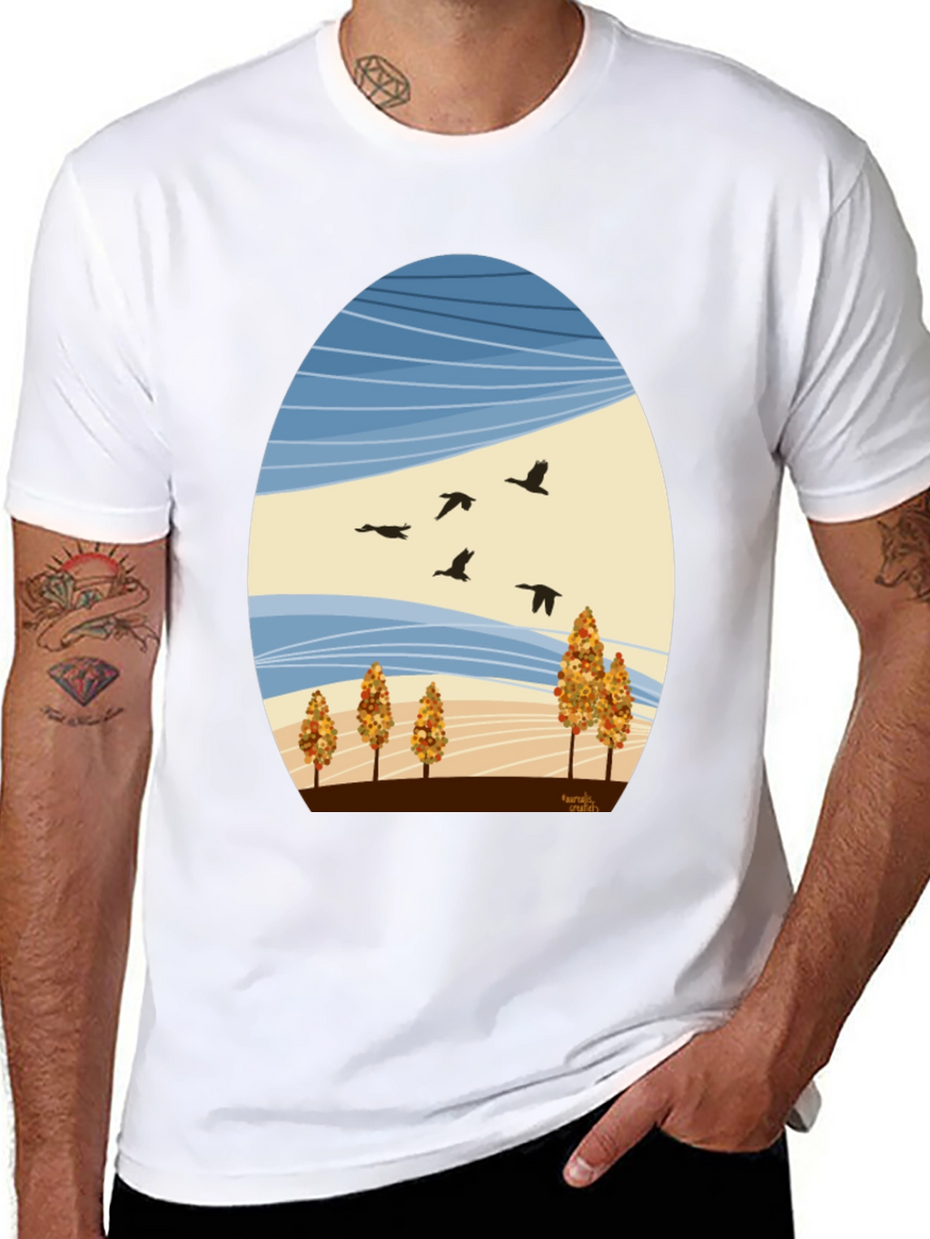 Autumn Landscape Graphic Tee - Nature Inspired Design