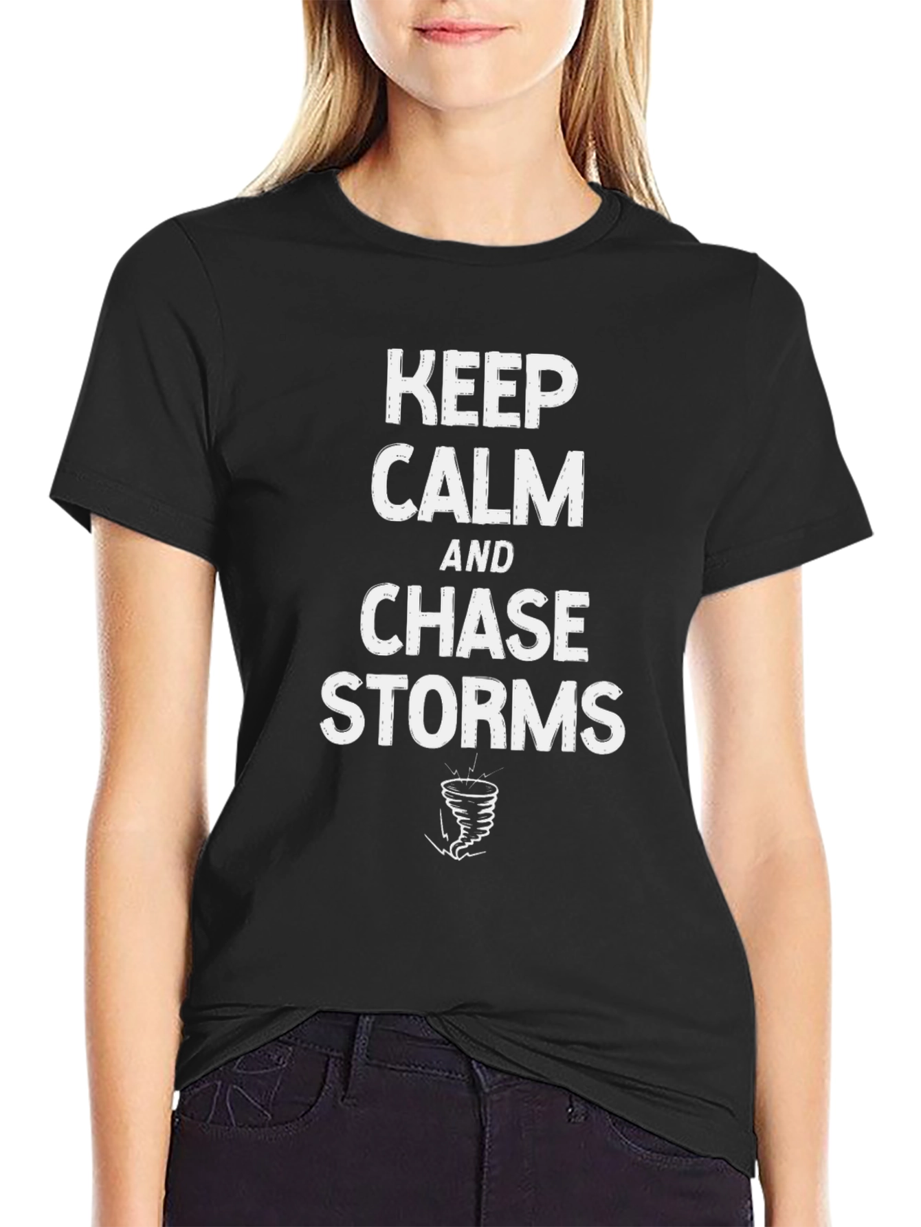 Keep Calm Chase Storms Black T-Shirt