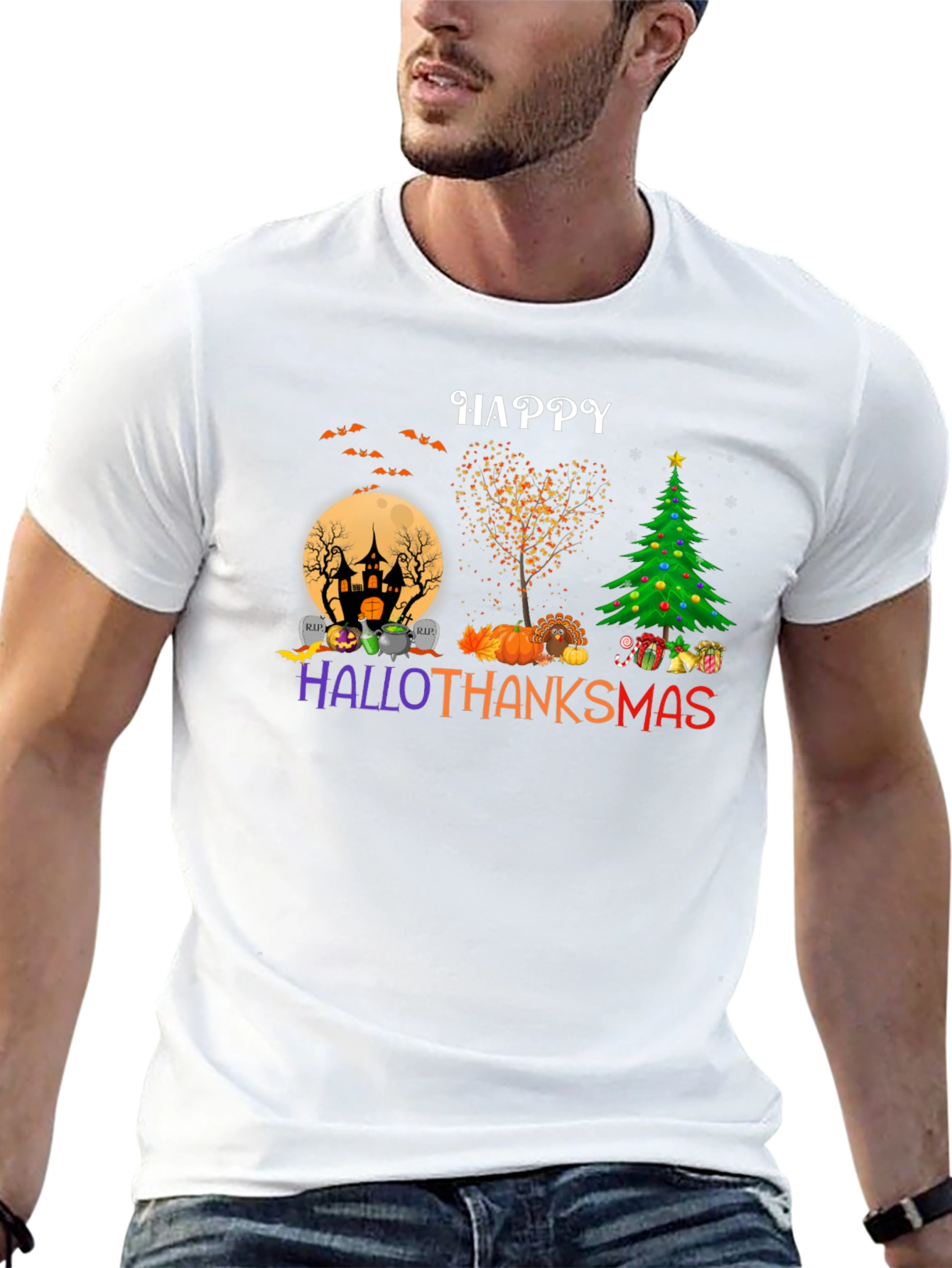 Happy HalloThanksmas T-Shirt - Holiday Mashup Tee
