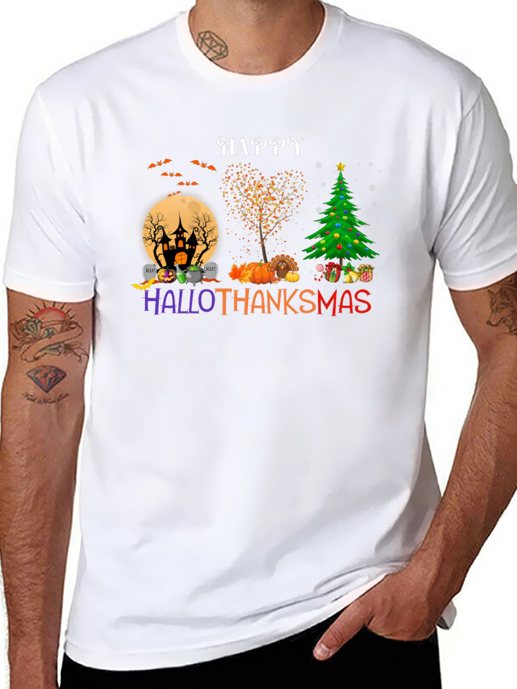 Happy HalloThanksmas T-Shirt - Holiday Mashup Tee