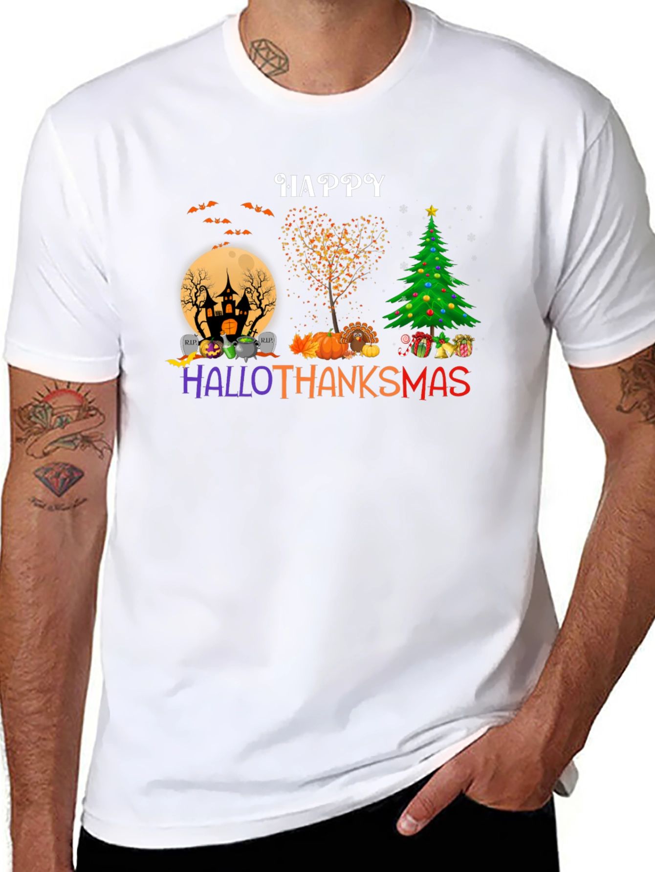 Happy HalloThanksmas T-Shirt - Holiday Mashup Tee