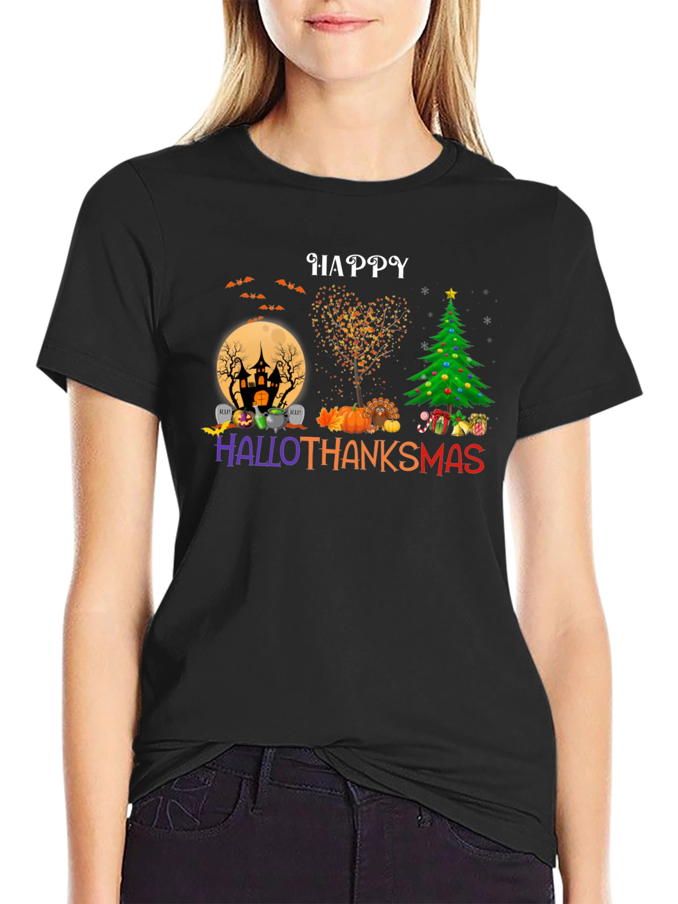 Happy HalloThanksmas T-Shirt - Holiday Mashup Tee