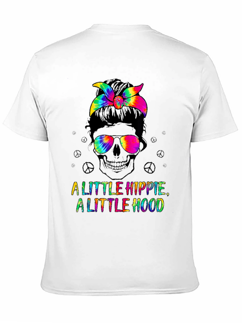 Hippie Hood Tie Dye Skull T-Shirt