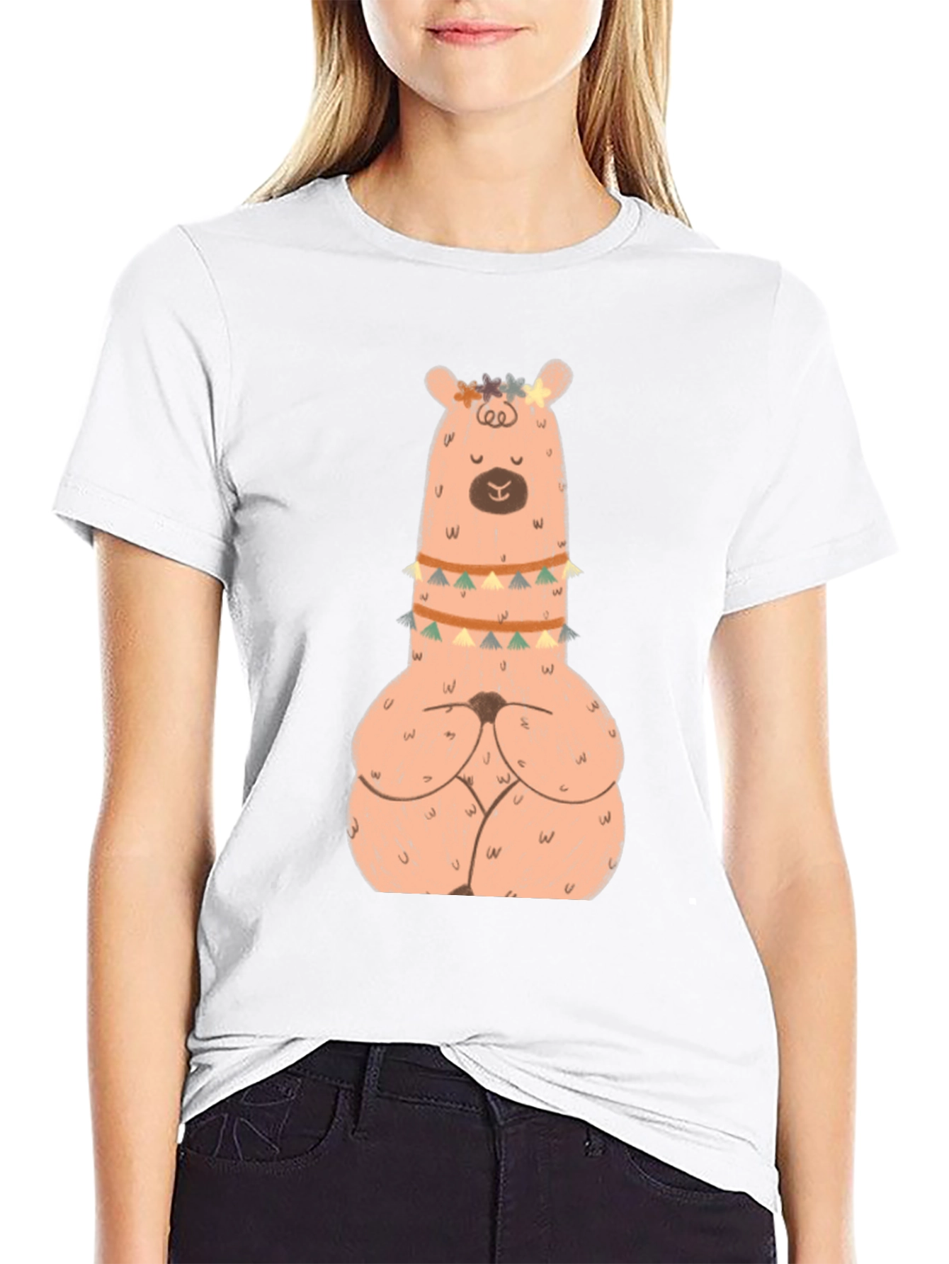 Meditating Llama Graphic T-Shirt - Black