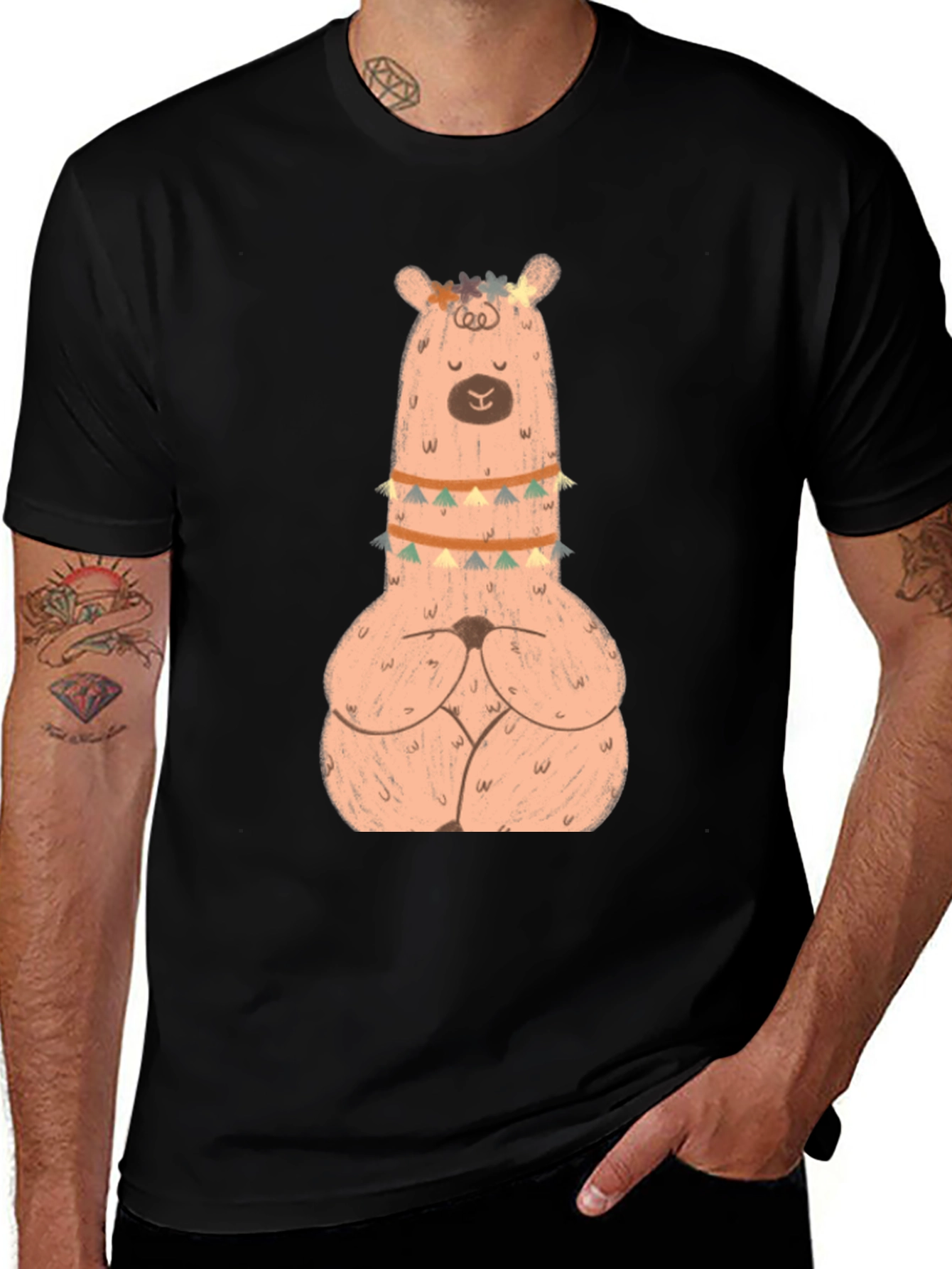 Meditating Llama Graphic T-Shirt - Black