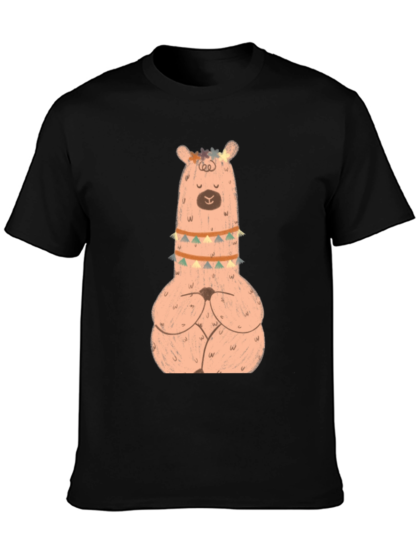 Meditating Llama Graphic T-Shirt - Black