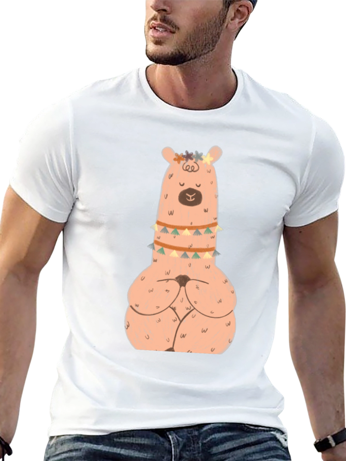 Meditating Llama Graphic T-Shirt - Black