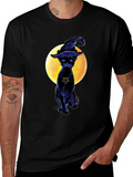 Witch Cat T-Shirt - Gothic Style Black Cat Tee