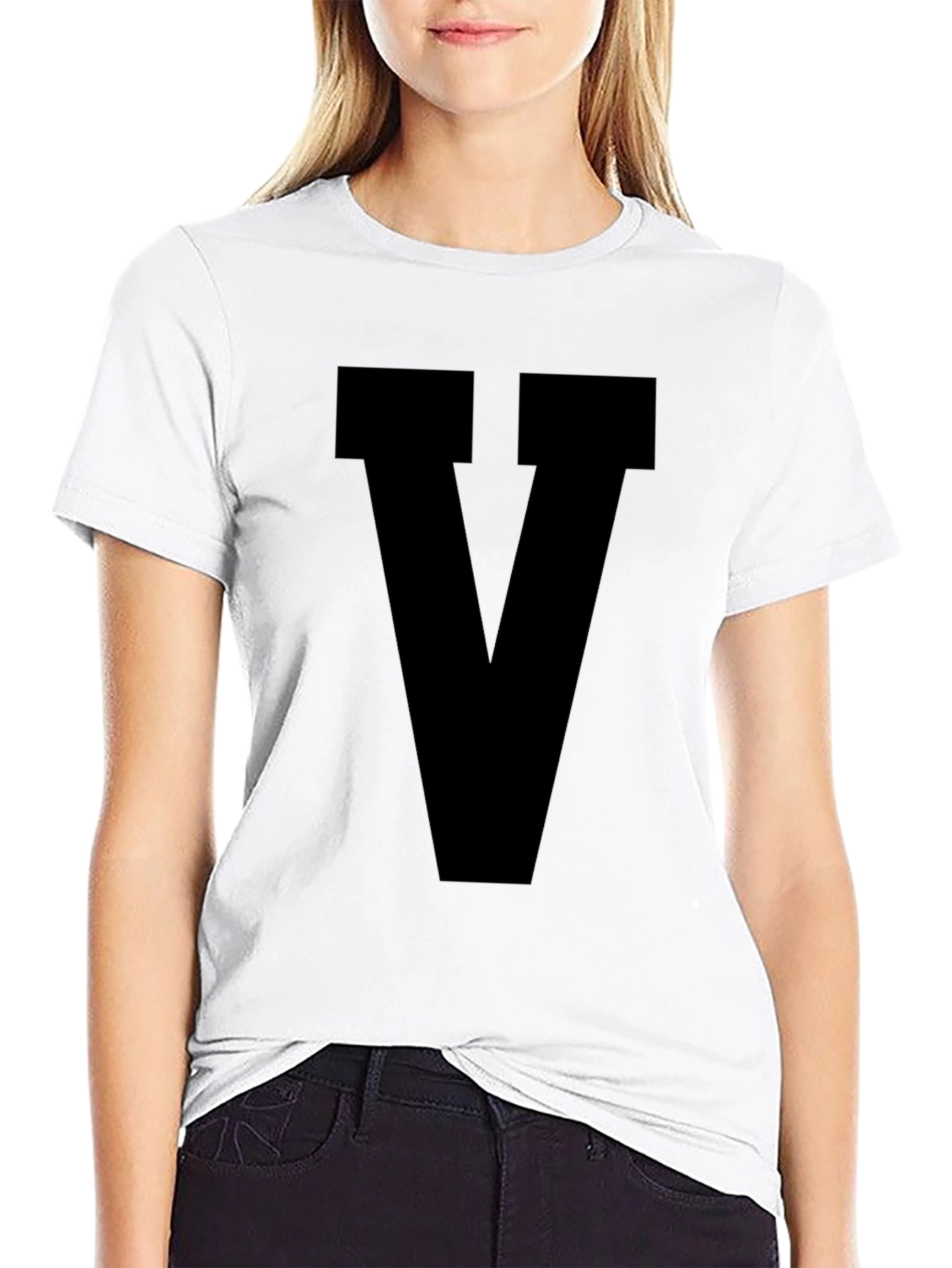 Bold V Graphic Tee - Black Cotton Comfort
