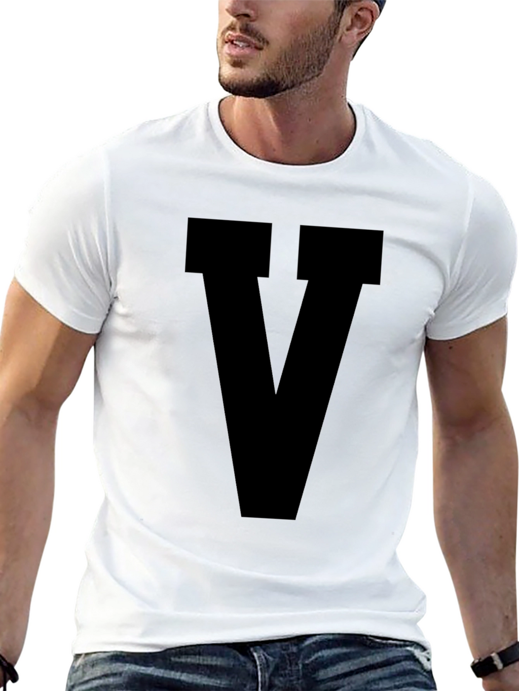 Bold V Graphic Tee - Black Cotton Comfort