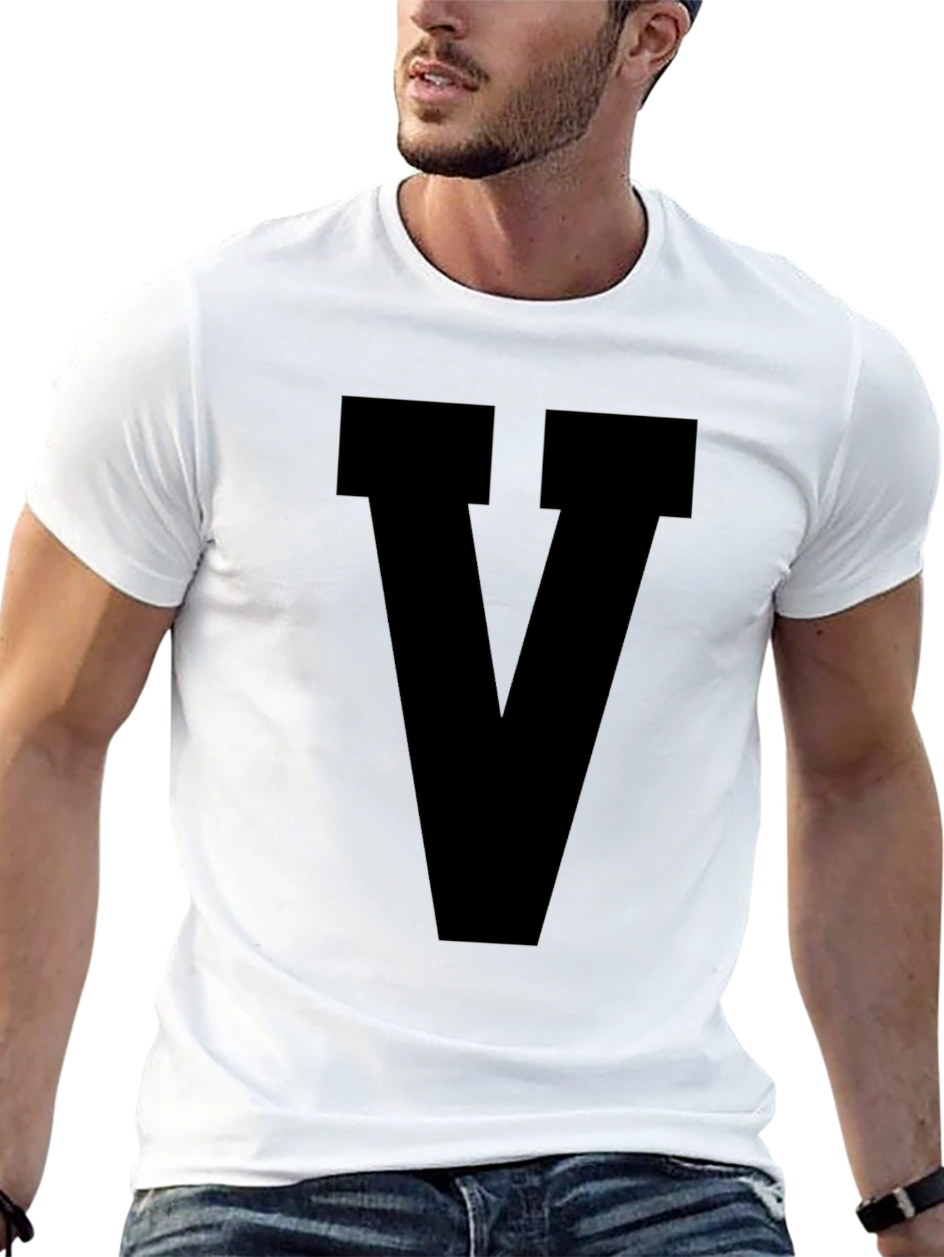 Bold V Graphic Tee - Black Cotton Comfort