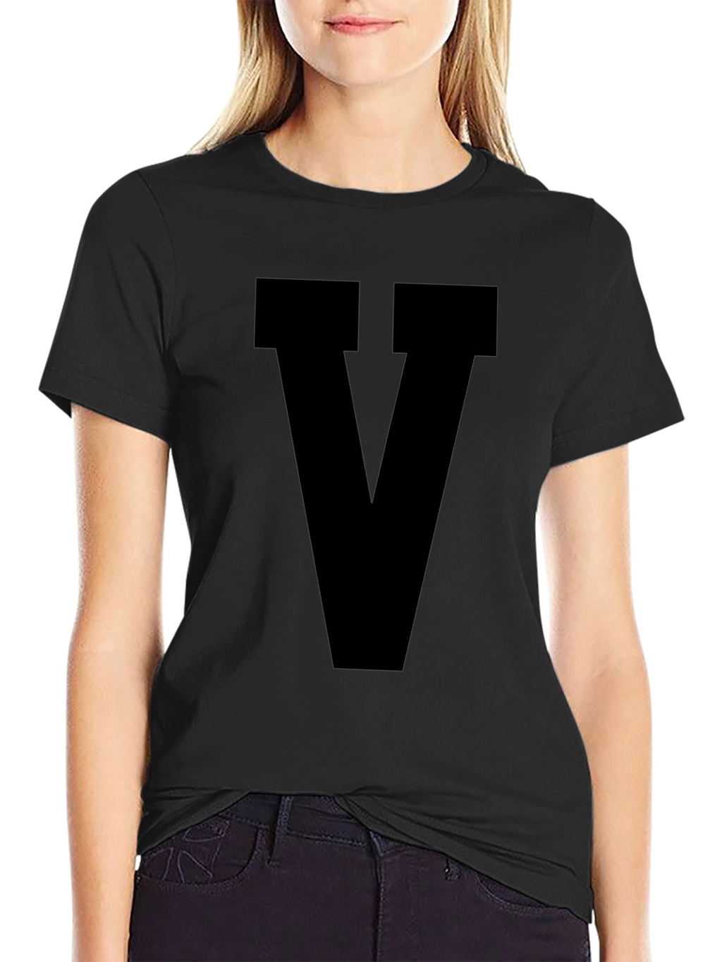 Bold V Graphic Tee - Black Cotton Comfort