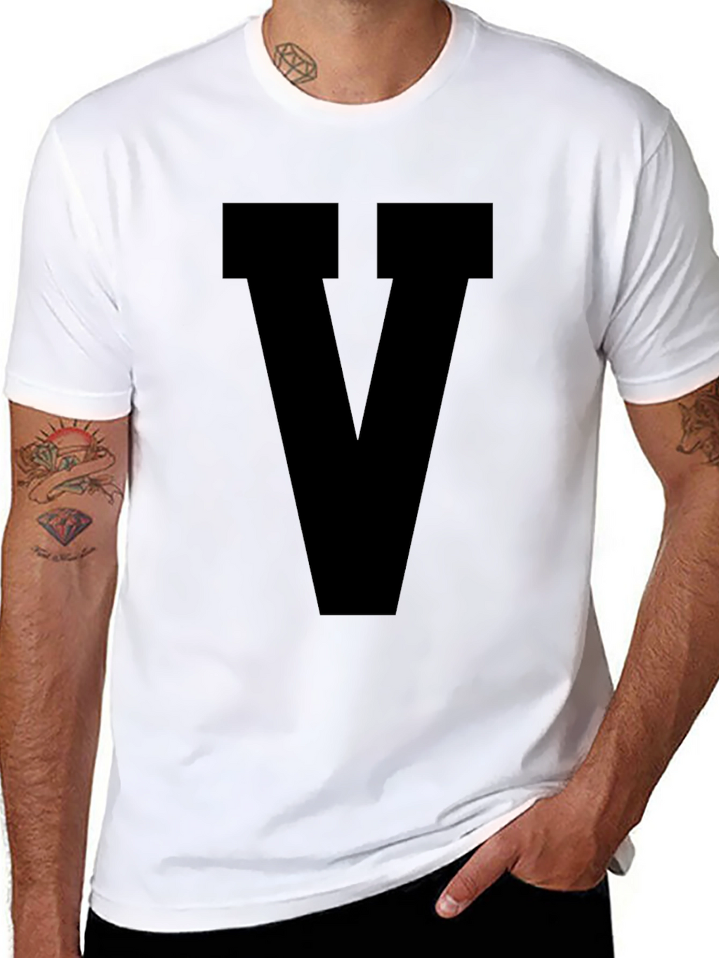 Bold V Graphic Tee - Black Cotton Comfort