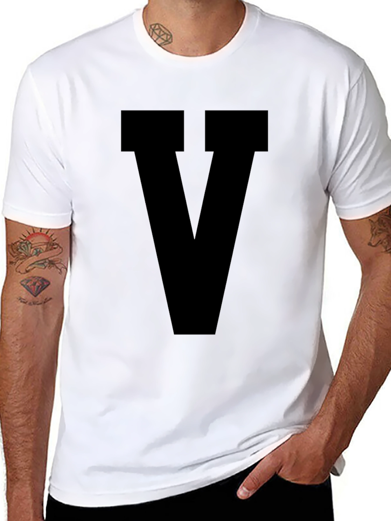 Bold V Graphic Tee - Black Cotton Comfort