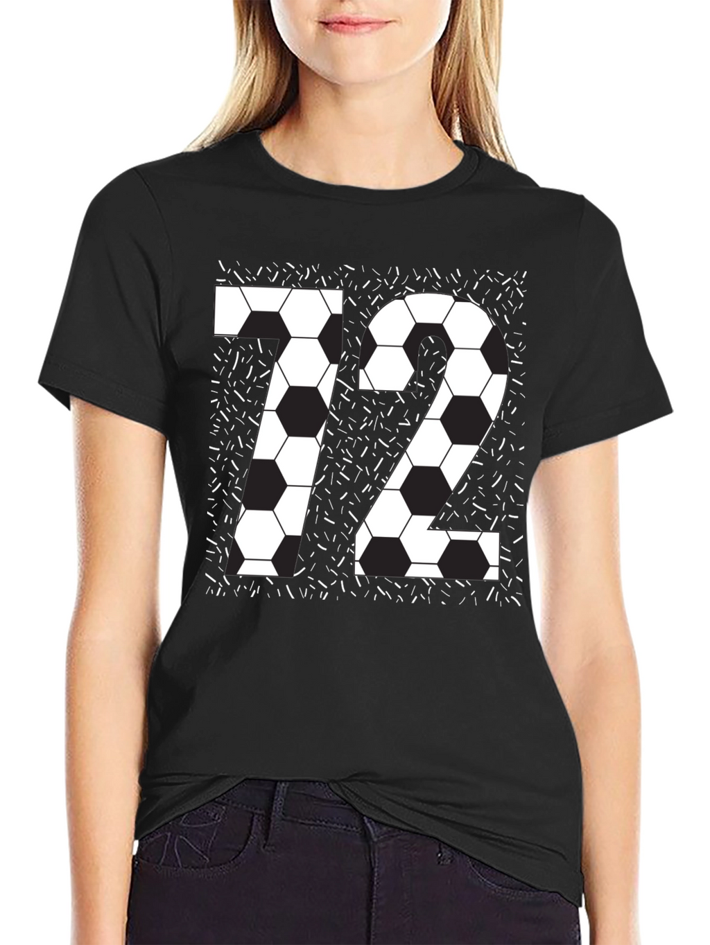 Soccer Number 72 Black Graphic Tee