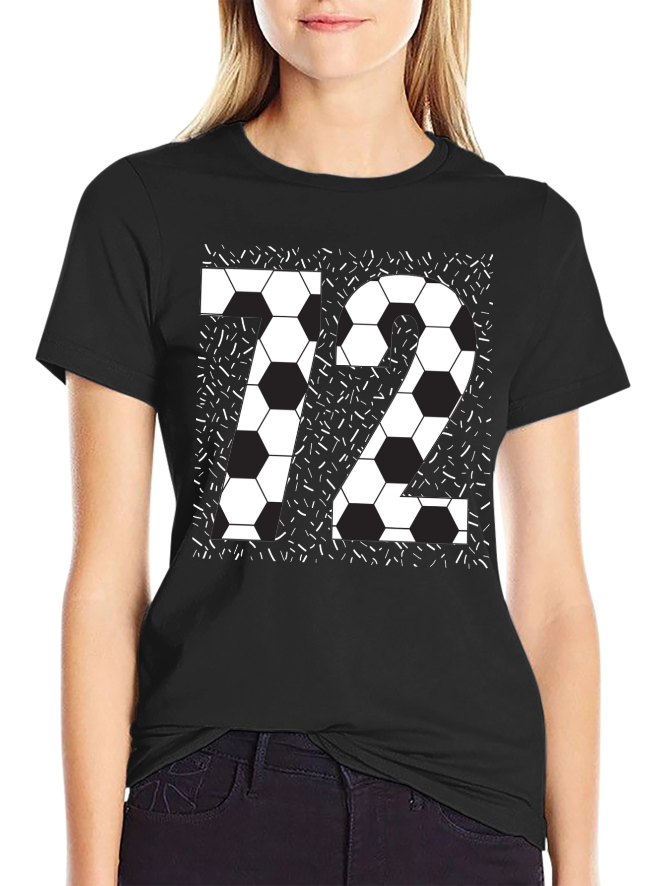 Soccer Number 72 Black Graphic Tee
