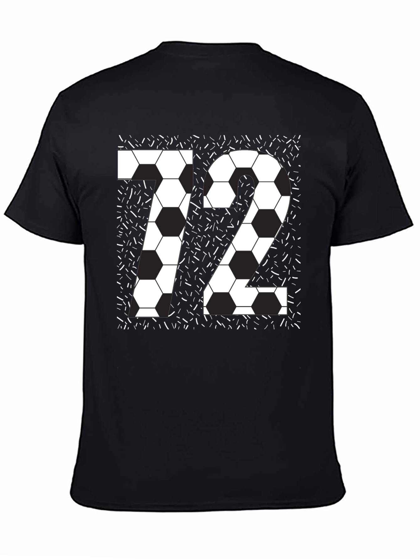 Soccer Number 72 Black Graphic Tee