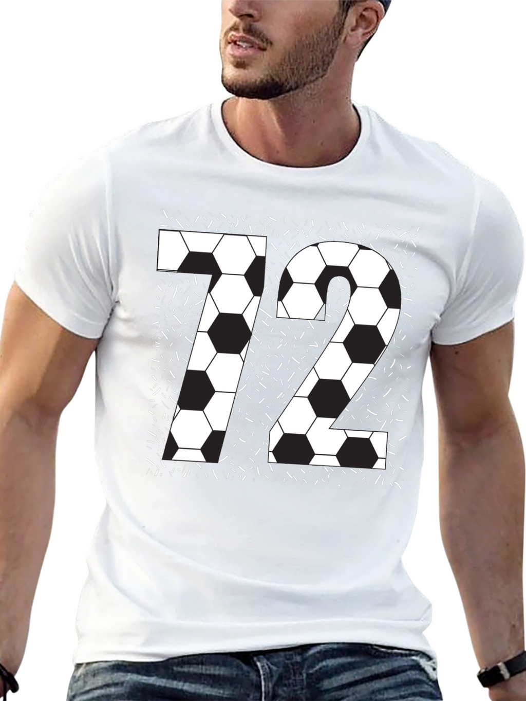 Soccer Number 72 Black Graphic Tee
