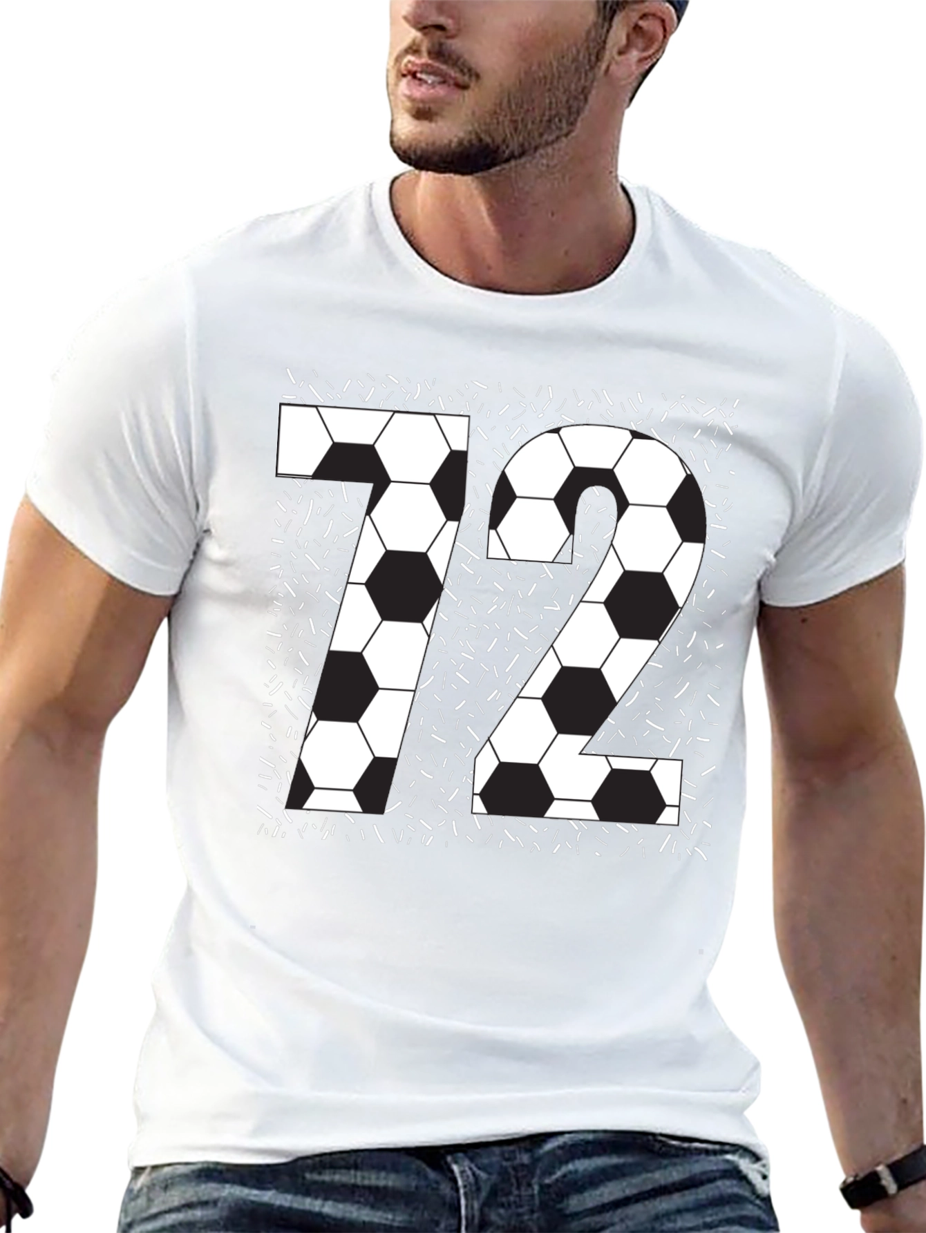 Soccer Number 72 Black Graphic Tee