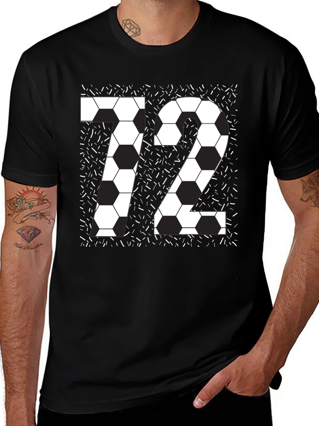 Soccer Number 72 Black Graphic Tee