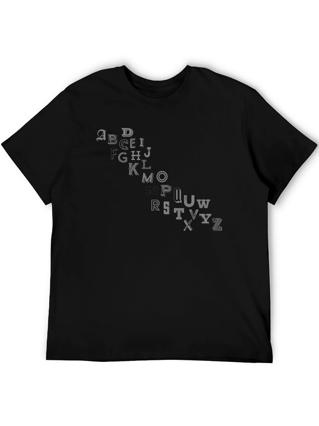 Alphabet Letter Graphic Print Black T-Shirt