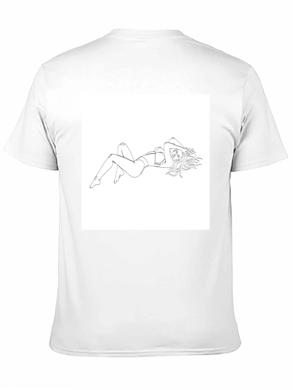 Line Art Woman Graphic Tee - Black