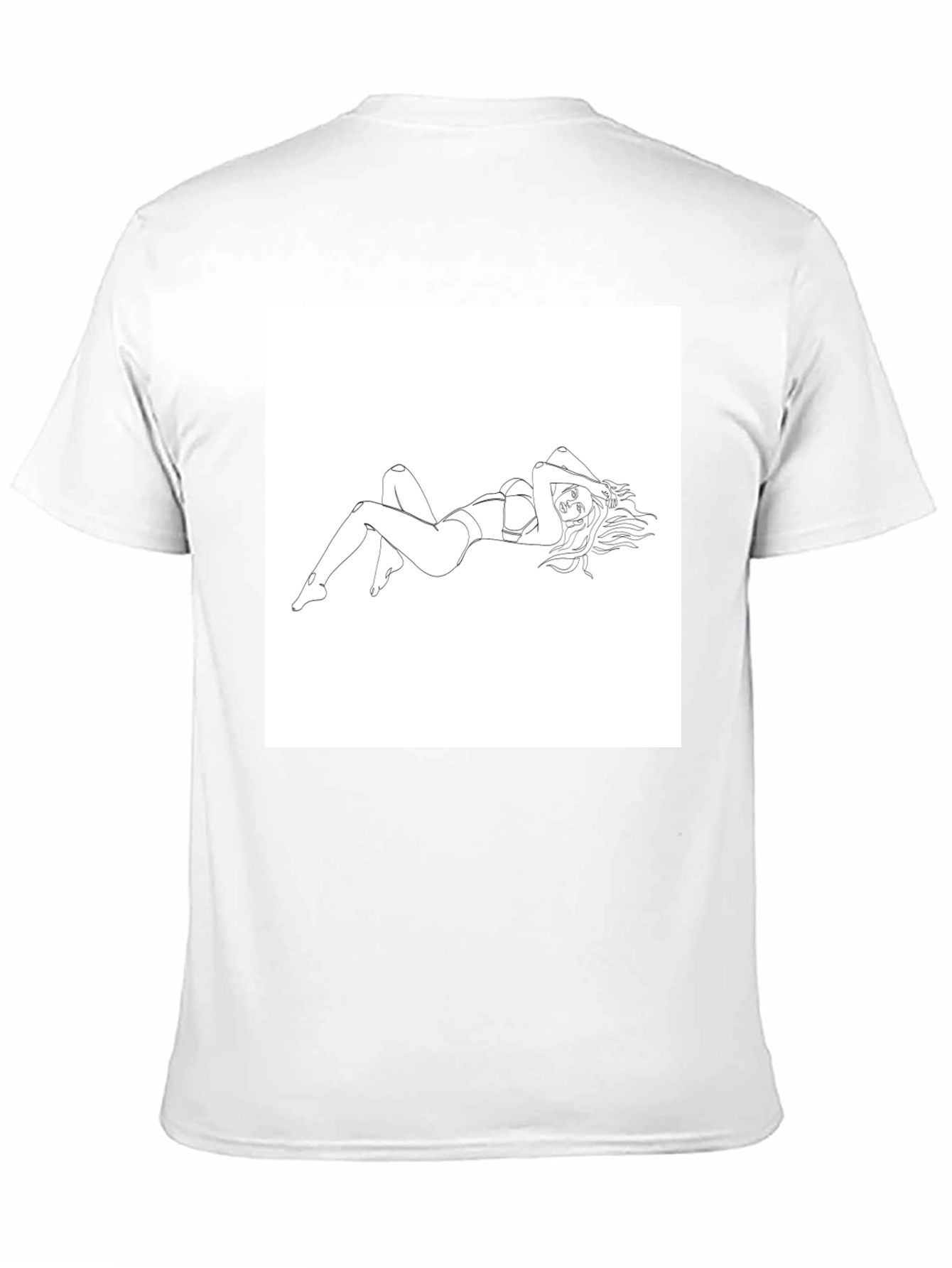Line Art Woman Graphic Tee - Black