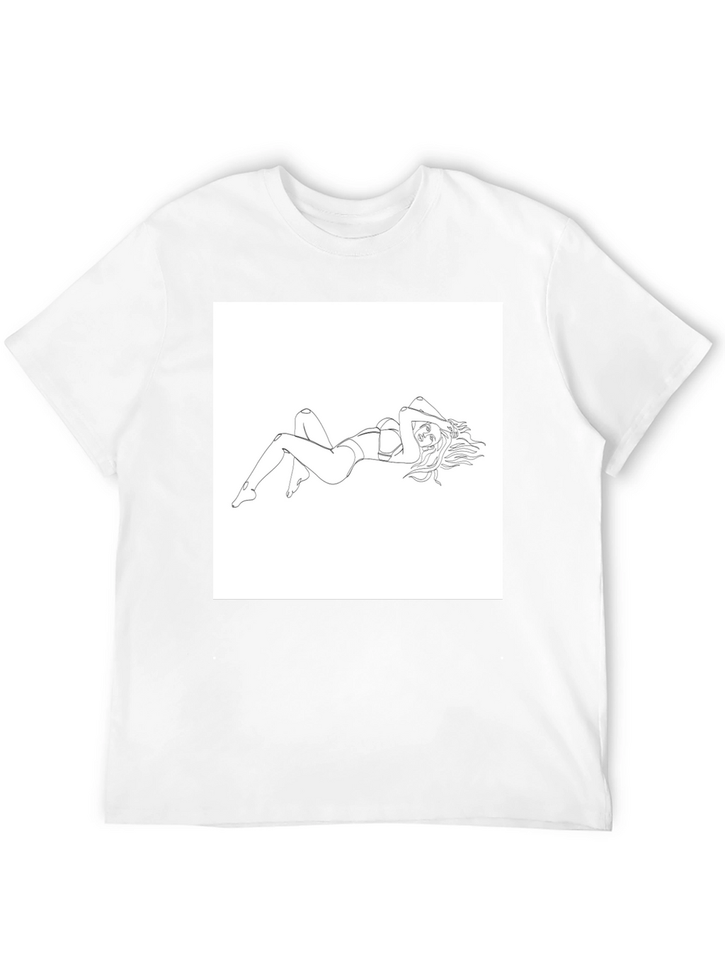 Line Art Woman Graphic Tee - Black