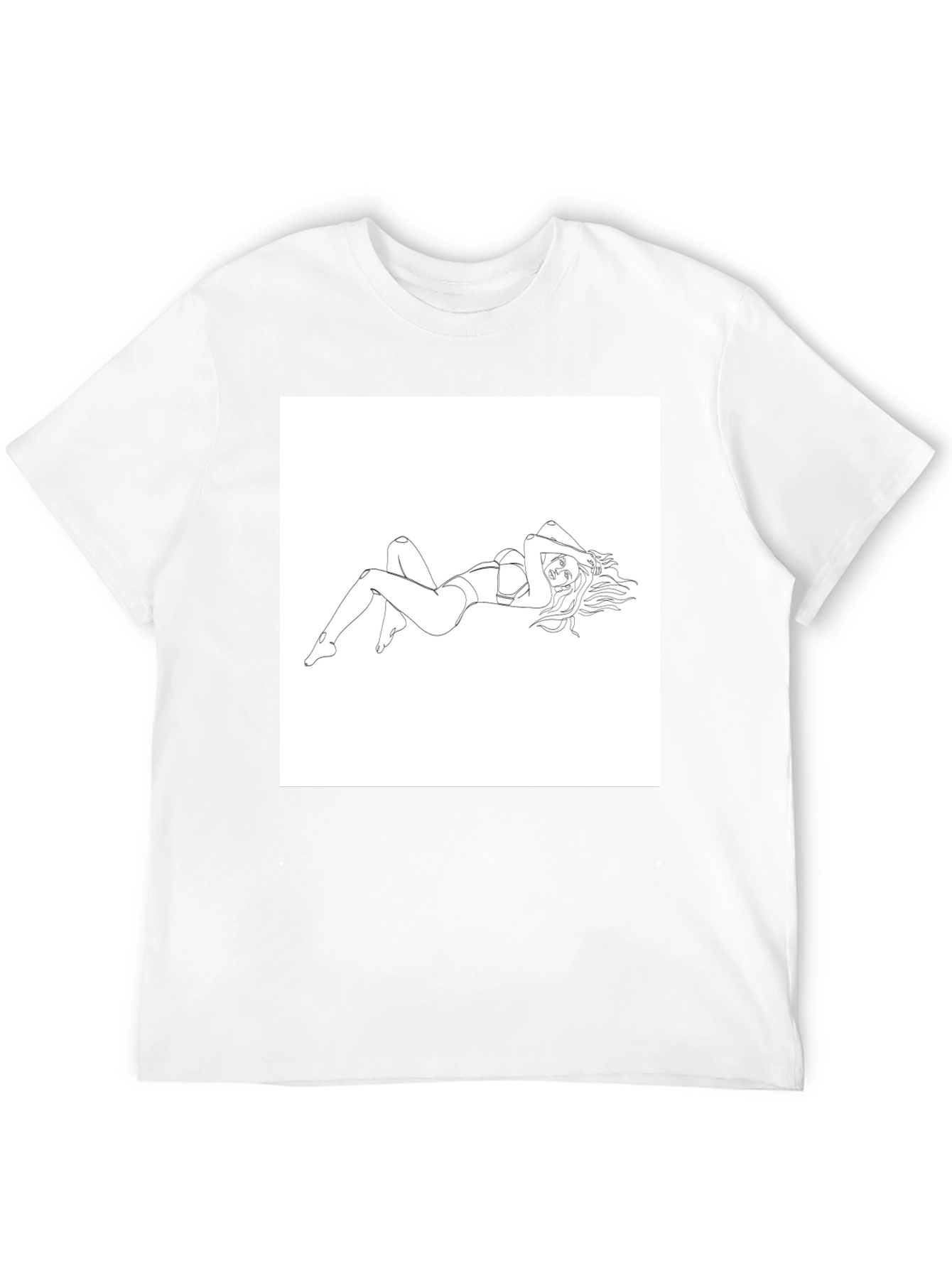 Line Art Woman Graphic Tee - Black