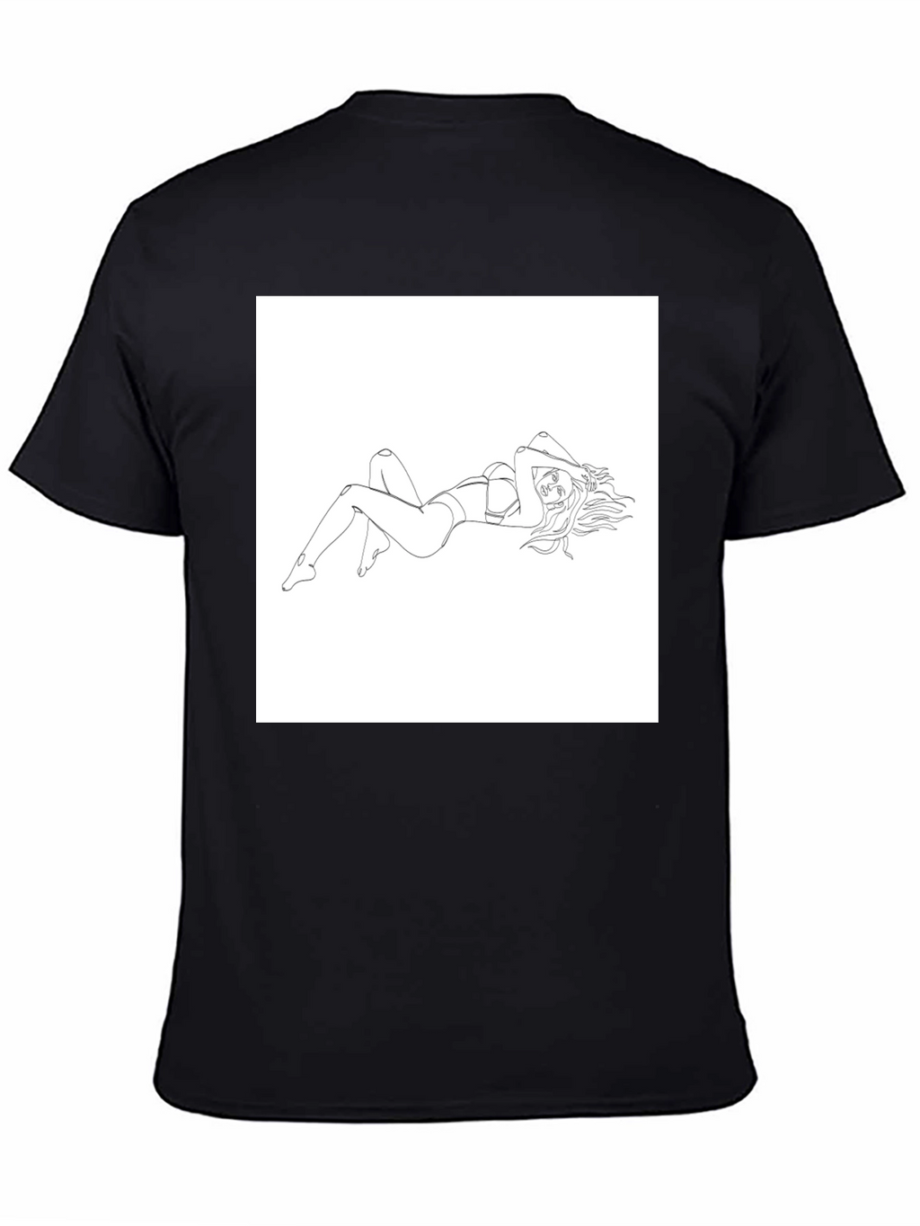 Line Art Woman Graphic Tee - Black