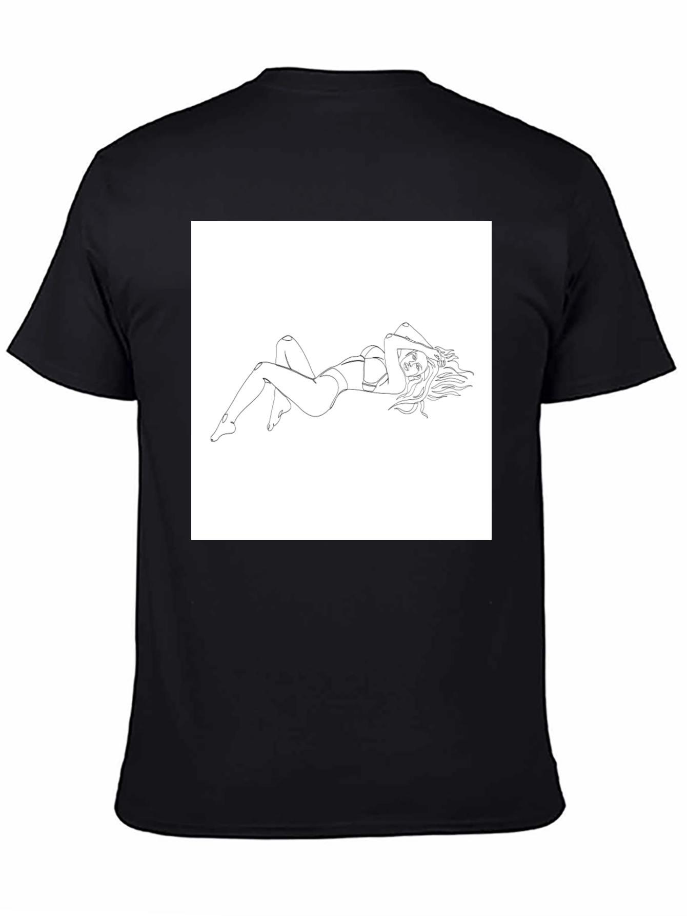 Line Art Woman Graphic Tee - Black