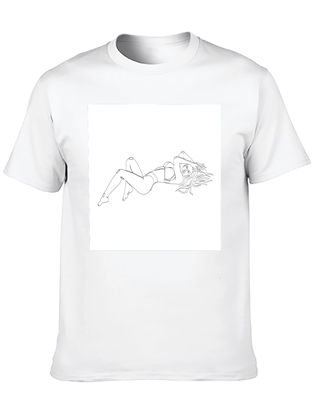 Line Art Woman Graphic Tee - Black